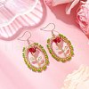 Valentine's Day Alloy Enamel Seed Glass Dangle Earrings EJEW-MZ00391-03-1