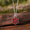 Alloy Pave Dyed Synthetic Turquoise Pendant Flower Necklaces FS-WG8B1C9-03-1