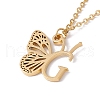 Initial Letter with Butterfly Pendant Necklace NJEW-C026-01G-G-1
