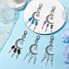 Tibetan Style Alloy Moon with Feather Pendant Decorations HJEW-JM02322-2