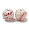 Spray Painted Wood European Beads with Rhinestone RESI-C038-03B-1