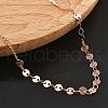 Brass Cable & Flat Sequin Chains Necklaces for Women NJEW-D302-44RG-2