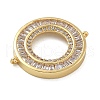 Rack Plating Brass Clear Cubic Zirconia Ring Connector Charms KK-A234-075G-2