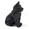 Natural Obsidian Wolf Figurines Statues for Home Office Desktop Feng Shui Ornament G-Q172-13A-1