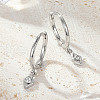 Clear Cubic Zirconia Rhombus Dangle Hoop Earrings FZ2650-2-2