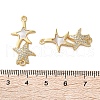 Brass Micro Pave Clear Cubic Zirconia Double Starfish Connector Charms KK-U070-08G-3