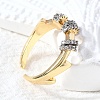 Brass Micro Pave Cubic Zirconia Open Cuff Rings RJEW-D313-03PG-2