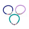 3Pcs 3 Colors Polymer Clay Heishi Surfer Stretch Anklets Set with Lampwork Evil Eye AJEW-AN00502-1