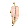 Brass Micro Pave Clear Cubic Zirconia Enamel Leaf Connector Charms KK-V011-25G-E-1