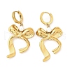 Bowknot 304 Stainless Steel Plstic Imitation Pearl Hoop Earrings for Women EJEW-U068-03G-4