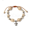 Starfish & Turtle Synthetic Turquoise Braided Beaded Bracelets BJEW-JB10926-04-2
