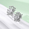 Flower Brass Clear Cubic Zirconia Stud Earrings EJEW-R025-22P-3