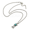 Letter A~Z Antique Silver Plated Alloy with Synthetic Turquoise Pendant Necklaces NJEW-G080-01I-3