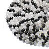 Natural Black Tourmalinated Quartz Beads Strands G-P573-A62-01-3
