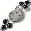 Natural Conch Fossil & Obsidian Link Bracelet G-H286-01P-2