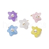 6Pcs Frosted Acrylic Flower Pendants PALLOY-JF03853-1