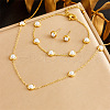 Stainless Steel & Pearl Chain Necklace & Bracelet & Stud Earring FS-WG047CA-08-1