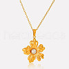 French Style 304 Stainless Steel Pave Natural Pearl Flower Pendant Necklaces OO0634-2-3