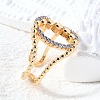 Brass Micro Pave Cubic Zirconia Adjustable Cuff Rings RJEW-D313-08PG-2