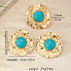Flat Round Alloy & Synthetic Turquoise Ring & Stud Earring Sets FS-WG73FC1-02-4