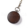 Ebony Wood Pocket Watch with Brass Curb Chain and Clips WACH-D017-A17-01AB-03-3