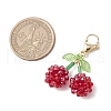 Cherry Acrylic with Glass Seed Beaded Pendant Decorations HJEW-MZ00226-3