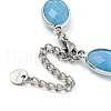 Oval Faceted Glass Link Chain Bracelets BJEW-C059-01B-P-3