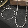 201 Stainless Steel Heart Link Bracelets & Chain Necklaces Sets FS-WGFB2A7-02-2