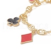 Playing Cards Alloy Enamel Charm Bracelet BJEW-JB09935-4