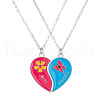 2Pcs Fashionable Alloy Enamel BFF Flower Butterfly Heart Pendant Necklaces for Women FS-WGCCF5D-04-2