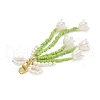 Bowknot & Flower Glass Seed Pendant Decoration HJEW-TA00311-01-4