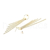 Clear Cubic Zirconia & Crystal Rhinestone Long Tassel Dangle Stud Earrings EJEW-C037-07G-LG-3