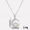 304 Stainless Steel Pave Natural White Shell Crescent Moon Pendant Necklaces ZQ6791-2-1