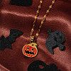 Halloween Witch Hat Pumpkin Stainless Steel Enamel Pendant Dapped Chain Necklaces DD5893-2