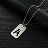 Rectangle with Hollow Out Letter 201 Stainless Steel Pendant Necklaces FS-WG34D20-19-1