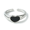 Heart Alloy Enamel Open Cuff Rings RJEW-K275-04P-2