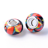 Printed Handmade Resin European Beads RESI-S338-09-2