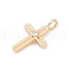Brass Pave Clear Cubic Zirconia Pendants KK-Q096-07B-G-2