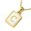 Ion Plating(IP) Rectangle with Initial Letter 304 Stainless Steel Pendant Necklace NJEW-R265-04G-C-1