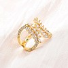 Brass Micro Pave Clear Cubic Zirconia Cuff Rings for Women RJEW-U047-02G-1