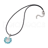 Natural Apatite & Glass Seed Beads Pendant Necklaces NJEW-MZ00050-02-4