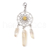 Alloy Woven Net/Web with Natural Yellow Quartz Pendants Decorations HJEW-TA00194-01-1