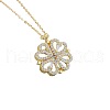 Heart Combination Clover 925 Sterling Silver Micro Pave Clear Cubic Zirconia Pendant Necklaces with Magnetic Clasps FS-WG869B6-02-2