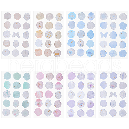 CHGCRAFT 8Pcs 8 Styles Drip Stamp Seal Stickers DIY-CA0006-89-1