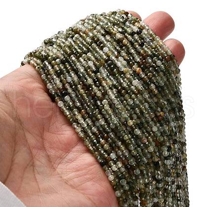 Natural Green Rutilated Quartz Beads Strands G-RM2025-A14-3mm-A-1