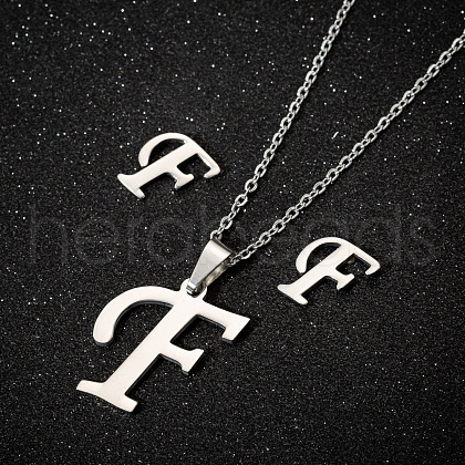 201 Stainless Steel Pendant Necklaces & Stud Earrings Sets WG00841-05-1
