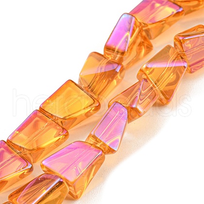 Full Rainbow Plated Electroplate Transparent Glass Beads Strands EGLA-G037-06A-FR02-1