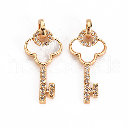 Brass Micro Pave Clear Cubic Zirconia Pendants KK-S360-111-NF-1