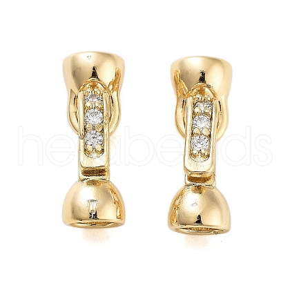 Rack Plating Brass Cubic Zirconia Fold Over Clasps KK-S379-18G-1