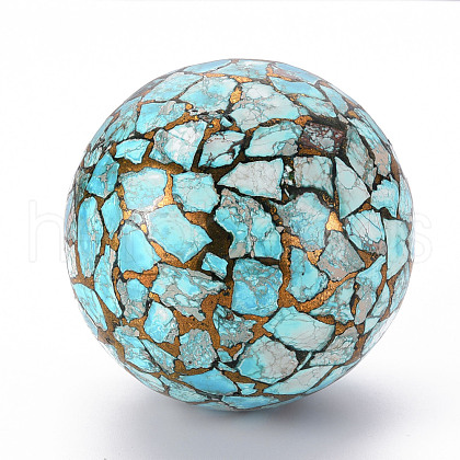 Synthetic Turquoise and Brass Line Regalite/Imperial Jasper/Sea Sediment Jasper Display Decorations G-N330-028-1